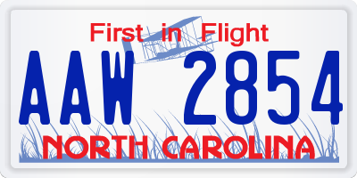 NC license plate AAW2854