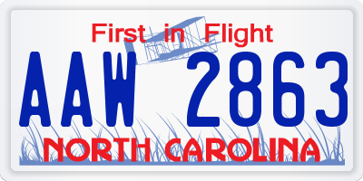 NC license plate AAW2863