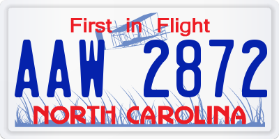 NC license plate AAW2872