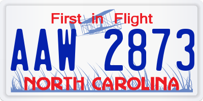 NC license plate AAW2873