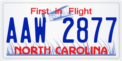 NC license plate AAW2877