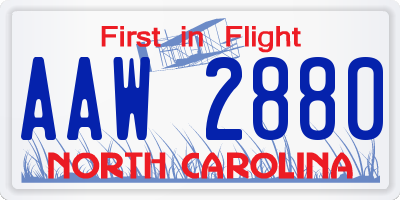 NC license plate AAW2880