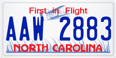 NC license plate AAW2883