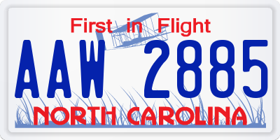 NC license plate AAW2885
