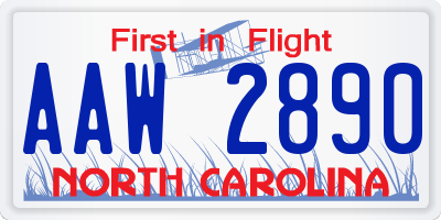 NC license plate AAW2890