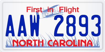 NC license plate AAW2893