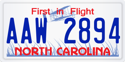 NC license plate AAW2894