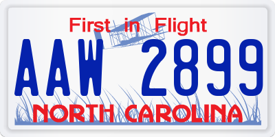NC license plate AAW2899