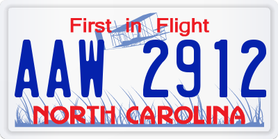 NC license plate AAW2912