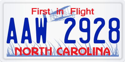 NC license plate AAW2928