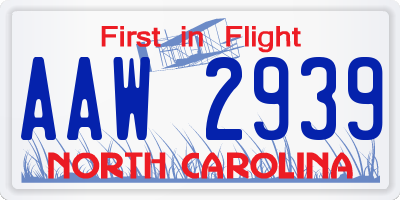 NC license plate AAW2939