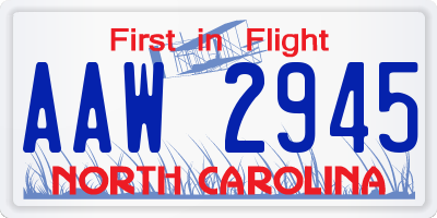 NC license plate AAW2945