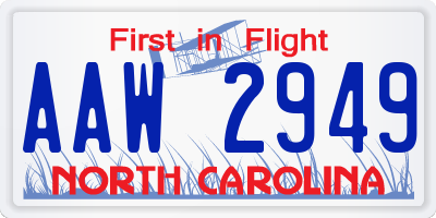 NC license plate AAW2949