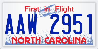 NC license plate AAW2951