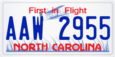 NC license plate AAW2955