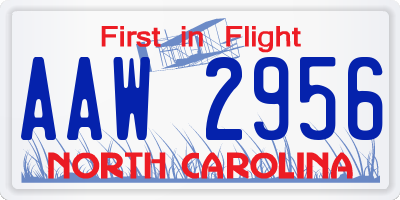 NC license plate AAW2956