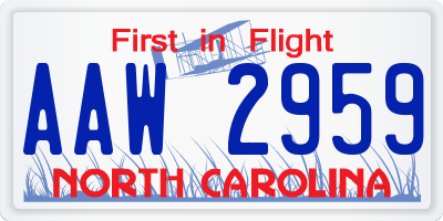NC license plate AAW2959