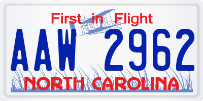 NC license plate AAW2962