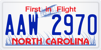 NC license plate AAW2970