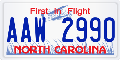 NC license plate AAW2990