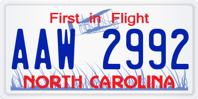 NC license plate AAW2992