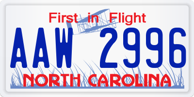 NC license plate AAW2996