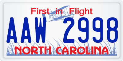 NC license plate AAW2998