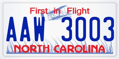 NC license plate AAW3003