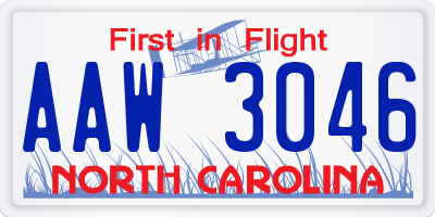 NC license plate AAW3046