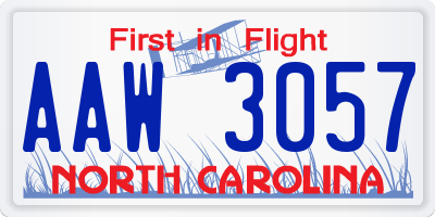 NC license plate AAW3057