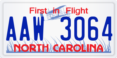 NC license plate AAW3064