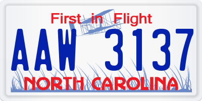 NC license plate AAW3137