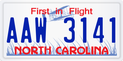 NC license plate AAW3141
