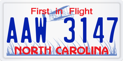 NC license plate AAW3147
