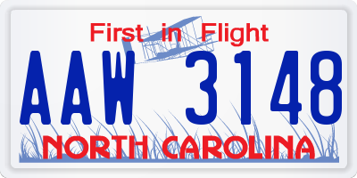 NC license plate AAW3148