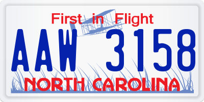 NC license plate AAW3158