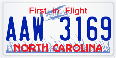 NC license plate AAW3169