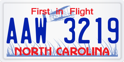 NC license plate AAW3219