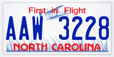 NC license plate AAW3228