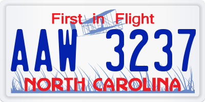 NC license plate AAW3237