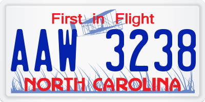 NC license plate AAW3238