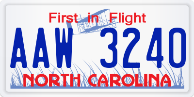 NC license plate AAW3240