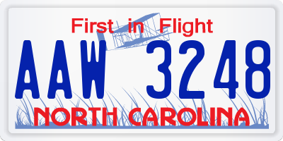 NC license plate AAW3248