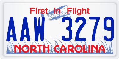 NC license plate AAW3279
