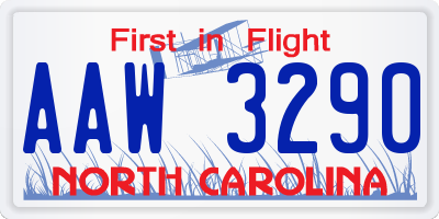 NC license plate AAW3290