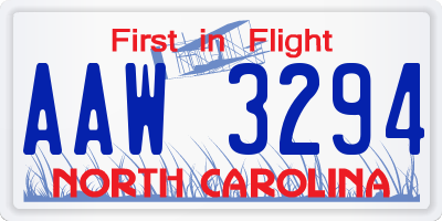 NC license plate AAW3294