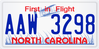 NC license plate AAW3298
