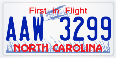 NC license plate AAW3299