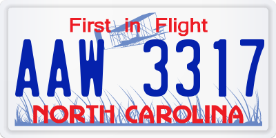 NC license plate AAW3317