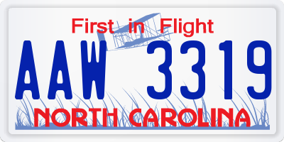 NC license plate AAW3319